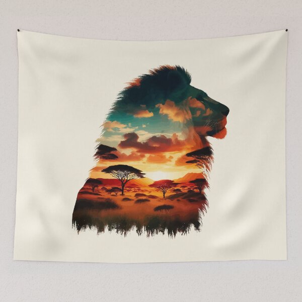 Item preview, Zambia lion silhouette savannah designed and sold by TomFrontierArt.
