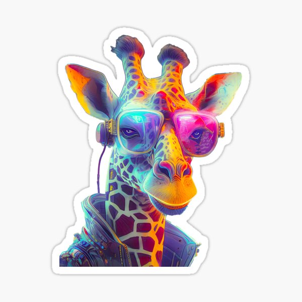 Girafe cyber punk Sticker