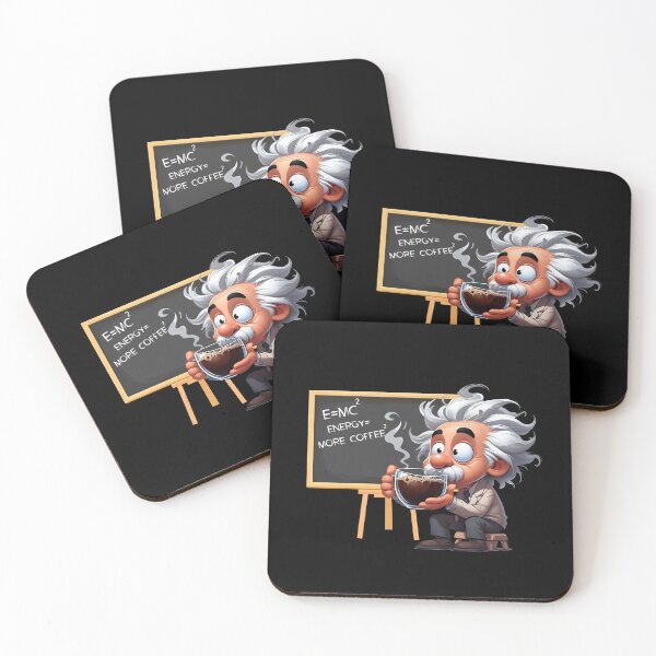 Item preview, Albert Einstein Theory Formula General Relativity E=mc2 Energy Equals More Coffee Funny Caffeine Cartoon designed and sold by André Botes.