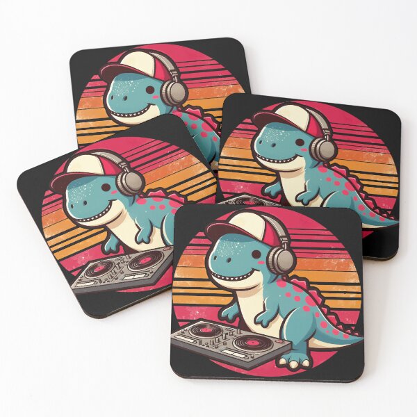 Item preview, Funny Tyrannosaurus DJ in Headphones Retro designed and sold by TomFrontierArt.