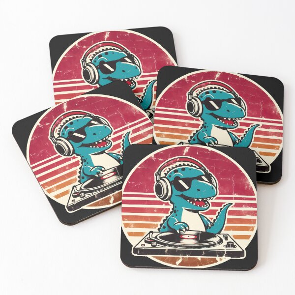 Item preview, Funny Tyrannosaurus Dinosaur DJ Wearing Headphones Sunglasses designed and sold by TomFrontierArt.