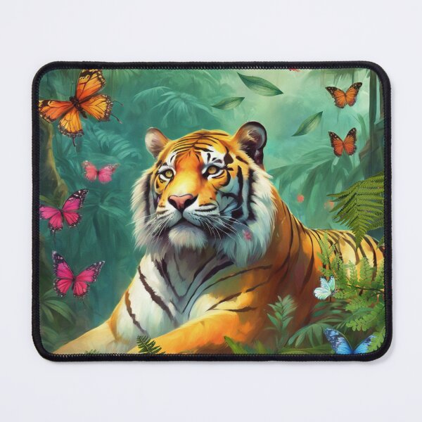 Item preview, Tiger and butterfly, plants, flowers, nature, pagoda, China designed and sold by Sugar Wisdom .