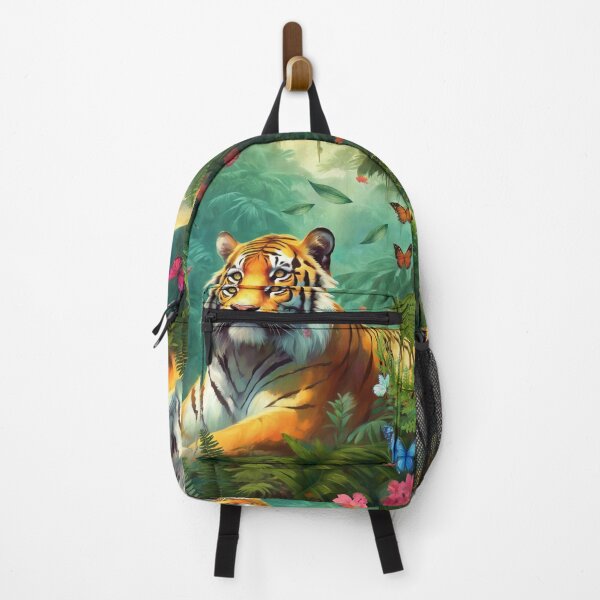 Item preview, Tiger and butterfly, plants, flowers, nature, pagoda, China designed and sold by Sugar Wisdom .