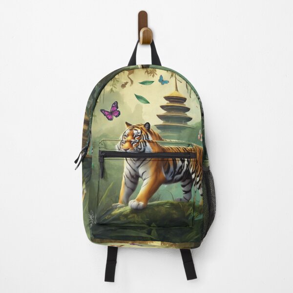 Item preview, Tiger and butterfly, plants, flowers, nature, pagoda, China designed and sold by Sugar Wisdom .