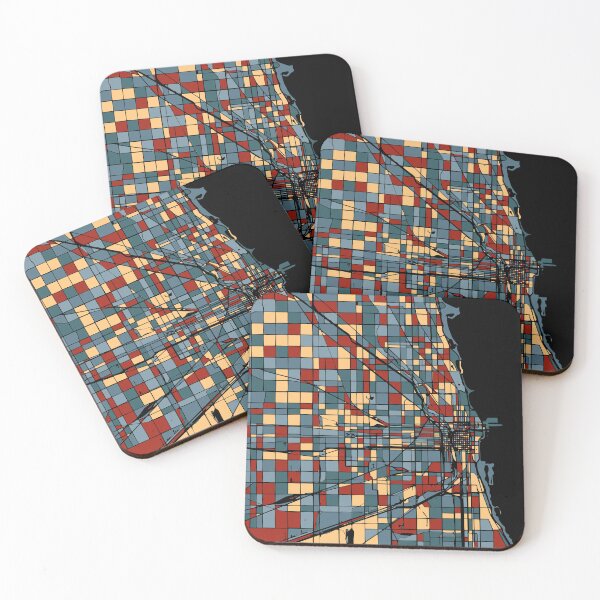 Item preview, Chicago City Map - Earthtone Abstract Art Print designed and sold by Stadify.