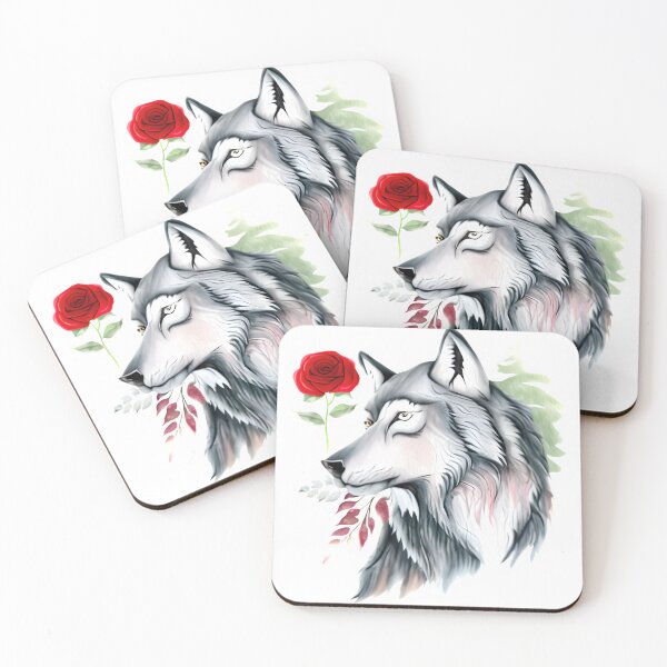 Item preview, Wolf with red rose designed and sold by NaMieSz.