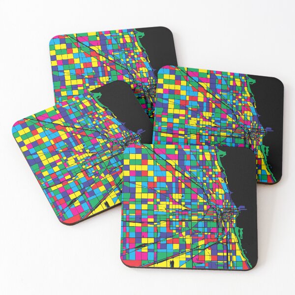 Item preview, Chicago City Map - Colorful Abstract Art Print designed and sold by Stadify.