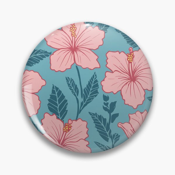 Item preview, Colorful floral hibiscus pattern in pink on blue designed and sold by LiquidWing.