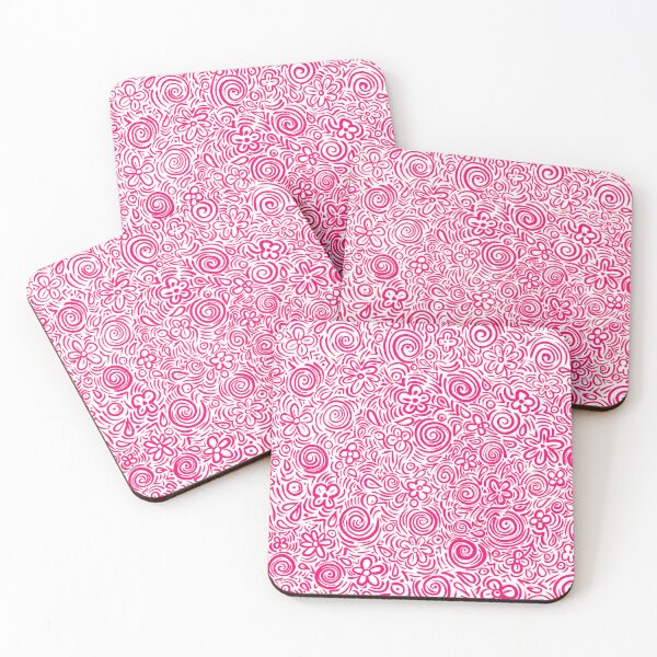 Item preview, Pink abstract floral doodle line art background pattern designed and sold by SpinklyCreations.