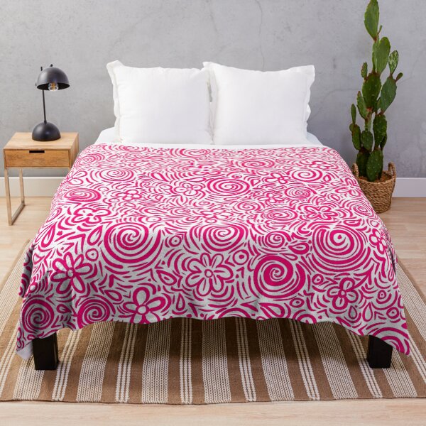 Item preview, Pink abstract floral doodle line art background pattern designed and sold by SpinklyCreations.