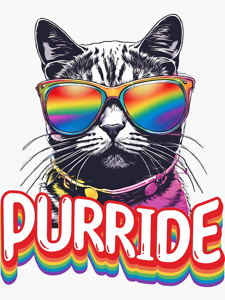 Purride Funny Cat Gay Pride LGBTQ Rainbow Flag Men Women Tank Top