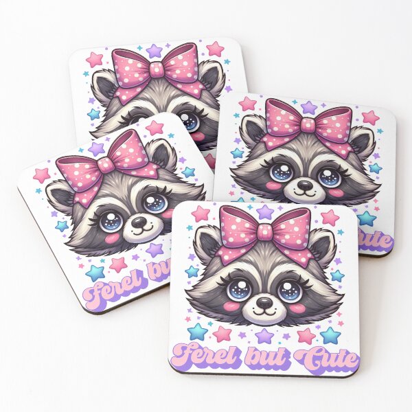Item preview, Ferel But Cute Kawaii Style Racoon with Bow and Stars designed and sold by Randomchananigans.