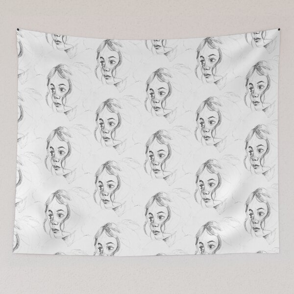 Item preview, Portrait young girl black pen designed and sold by Arthur Loeuil.