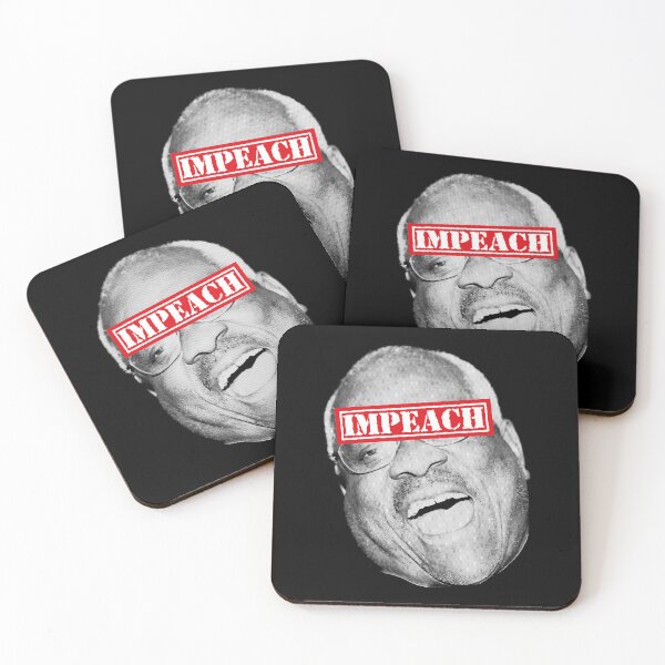 Item preview, Clarence Thomas Corrupt (impeach label bw) designed and sold by Thelittlelord.