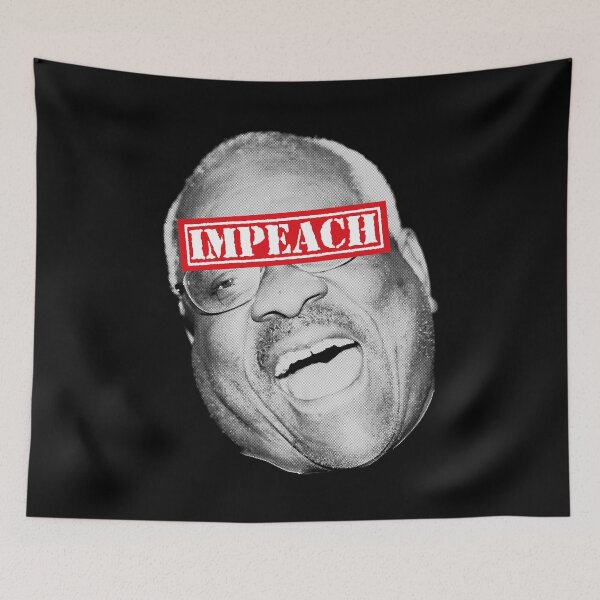 Item preview, Clarence Thomas Corrupt (impeach label bw) designed and sold by Thelittlelord.