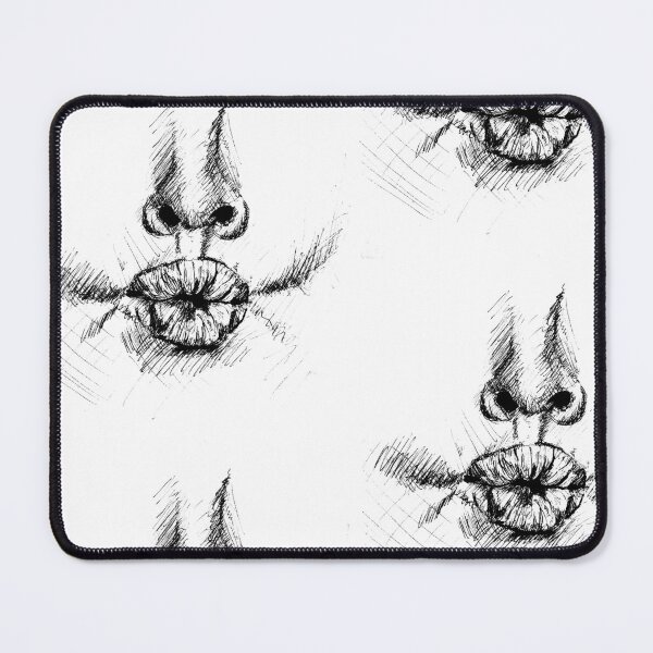 Item preview, Black pen illustration of a kiss designed and sold by Arthur Loeuil.