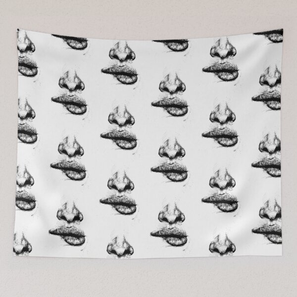 Item preview, Black pen illustration of a mouth biting its lips designed and sold by Arthur Loeuil.