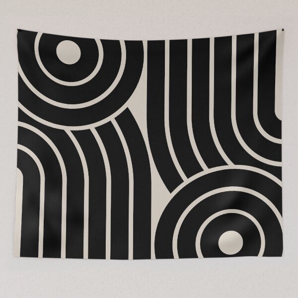 Item preview, Retro Style Geometric Minimal Design Black and Linen White designed and sold by tonymagnerart.