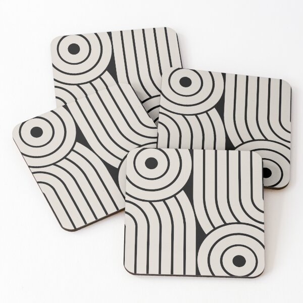 Item preview, Retro Style Geometric Minimal Design Black and Linen White designed and sold by tonymagnerart.