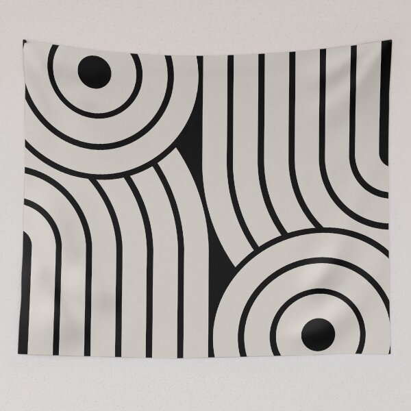 Item preview, Retro Style Geometric Minimal Design Black and Linen White designed and sold by tonymagnerart.