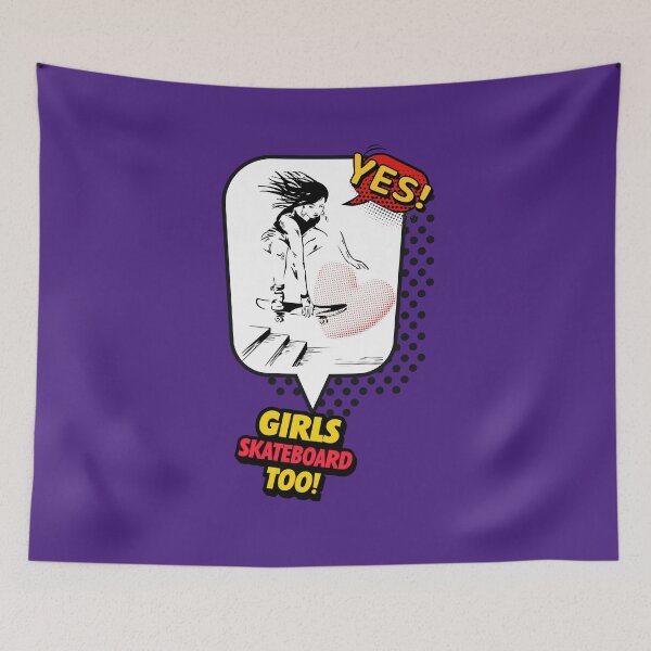 Item preview, Cartoon Comic Pop Art Design "Girls Skateboard Too" designed and sold by Cool Ts .