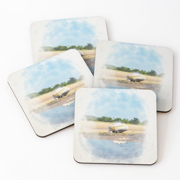 Item preview, boat laying on the beach in watercolor designed and sold by FotoMahieu.