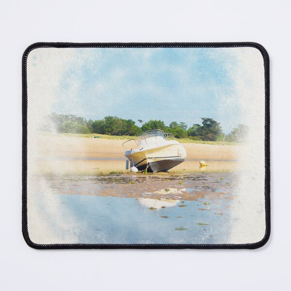 Item preview, boat laying on the beach in watercolor designed and sold by FotoMahieu.