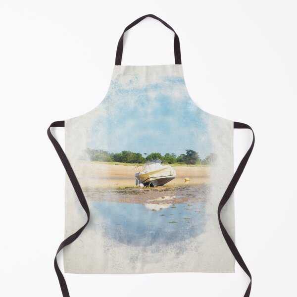 Item preview, boat laying on the beach in watercolor designed and sold by FotoMahieu.