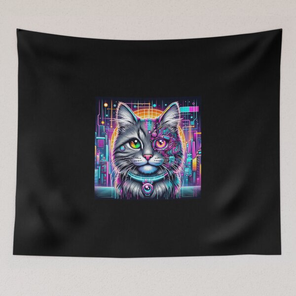 Item preview, Cyberpunk Neon Cat designed and sold by RetroPop23.