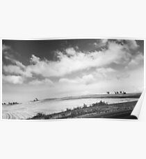 Clouds over a hill B&W Poster
