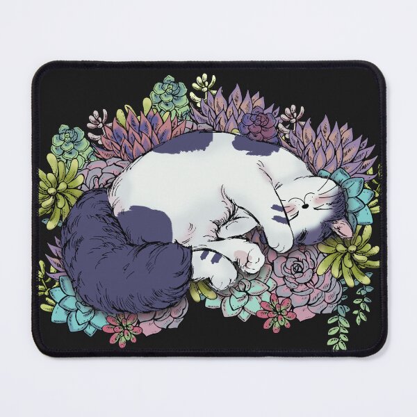 Item preview, Beautiful kitty sleeping on succulents designed and sold by MoonCatLab.