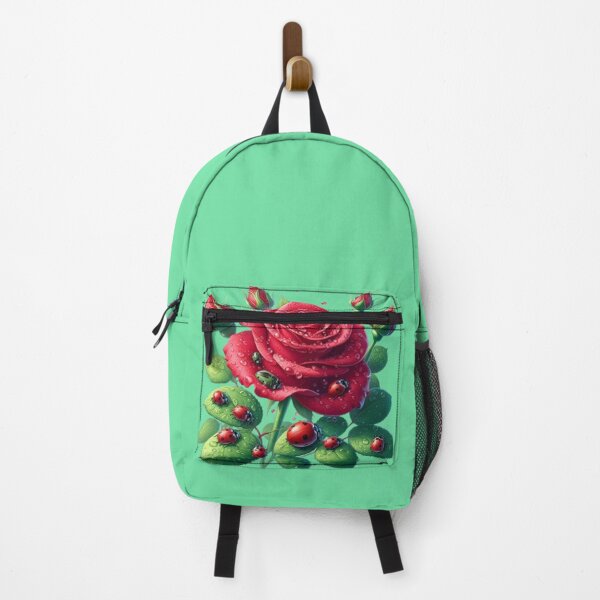 Item preview, Raindrop diamonds on red rose with ladybug – silent elegance of nature designed and sold by FotoworldEdel.