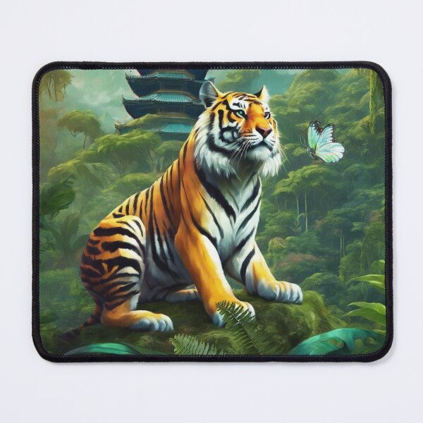 Item preview, Tiger and butterfly, plants, flowers, nature, pagoda, China designed and sold by Sugar Wisdom .