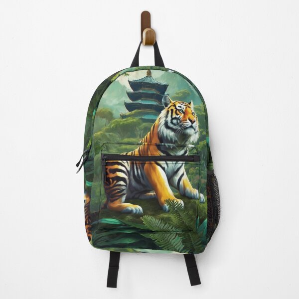 Item preview, Tiger and butterfly, plants, flowers, nature, pagoda, China designed and sold by Sugar Wisdom .