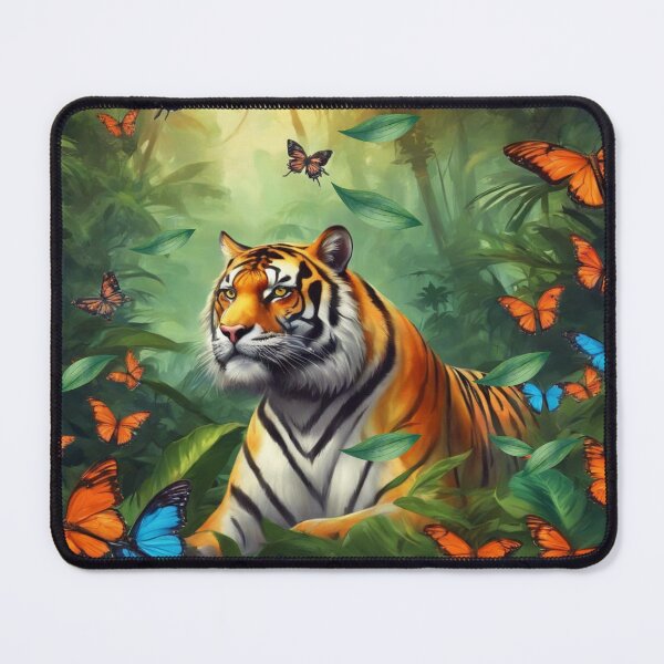 Item preview, Tiger and butterfly, plants, flowers, nature, pagoda, China designed and sold by Sugar Wisdom .