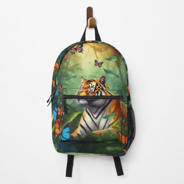 Item preview, Tiger and butterfly, plants, flowers, nature, pagoda, China designed and sold by Sugar Wisdom .