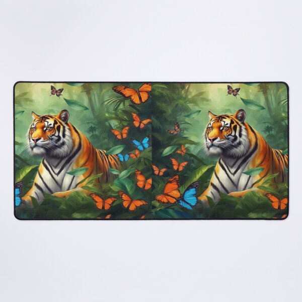 Item preview, Tiger and butterfly, plants, flowers, nature, pagoda, China designed and sold by Sugar Wisdom .