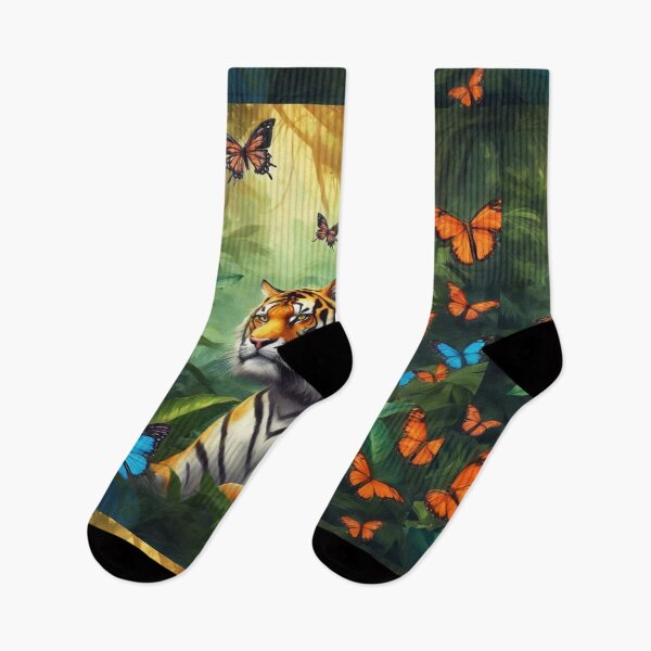 Item preview, Tiger and butterfly, plants, flowers, nature, pagoda, China designed and sold by Sugar Wisdom .