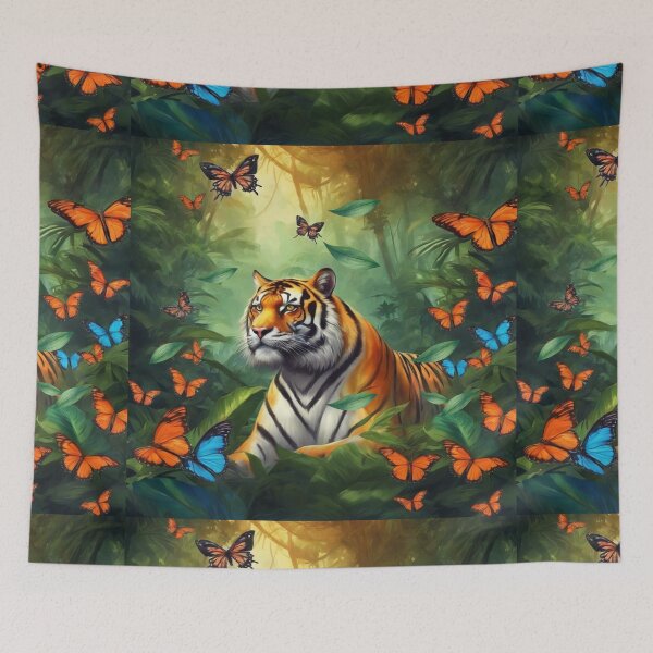 Item preview, Tiger and butterfly, plants, flowers, nature, pagoda, China designed and sold by Sugar Wisdom .