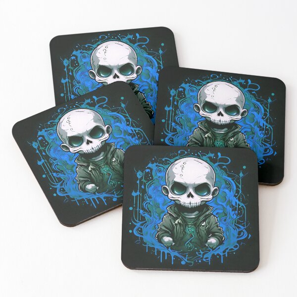 Item preview, Blue Skullboy, macabre, grim, skeleton,  chibi, cute, graffiti style, decoration, design, street art, creepy, street art, cartoon designed and sold by DigitEclectic.