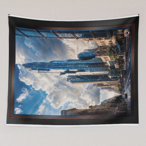 Item preview, Art Deco Futuristic Skyscraper Towering Over A Cityscape Beautiful AI Concept Art by Xzendor7 designed and sold by Xzendor7 Digital Art Creations.