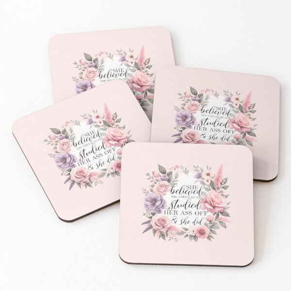 Item preview, She Believed She Could So She Studied Her Ass Off And She Did - Funny Women Graduation Floral Pink designed and sold by TeesYouWant.