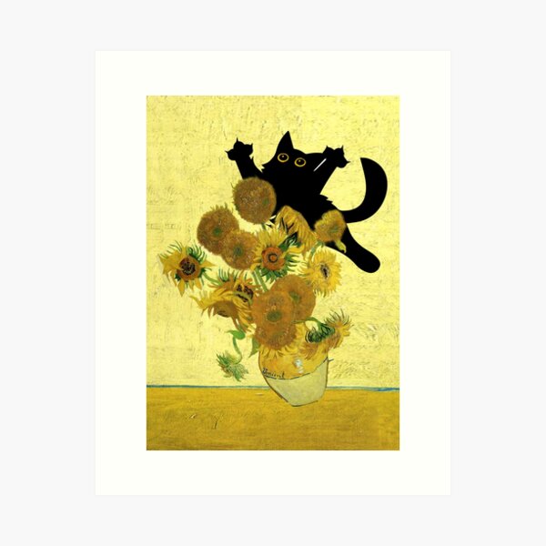 Aperçu de l'œuvre Vincent Van Gogh, Chat Fleurs créée et vendue par AgevTor.