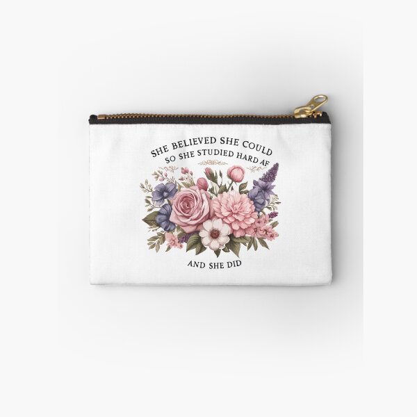 Item preview, She Believed She Could So She Studied Hard AF And She Did - Funny Women Graduation Floral Pink designed and sold by TeesYouWant.