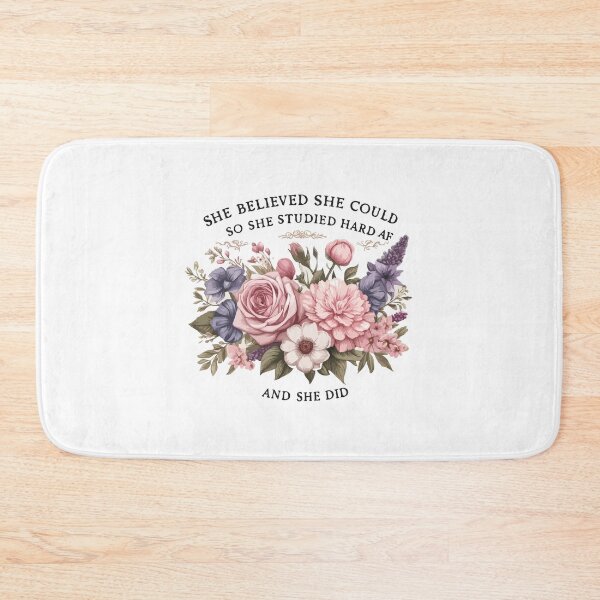 Item preview, She Believed She Could So She Studied Hard AF And She Did - Funny Women Graduation Floral Pink designed and sold by TeesYouWant.