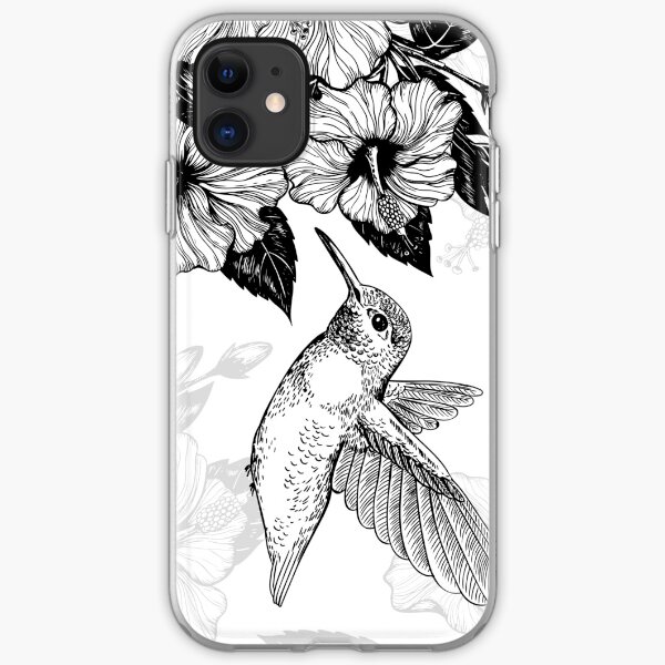 Hibiscus and hummingbird iPhone Soft Case