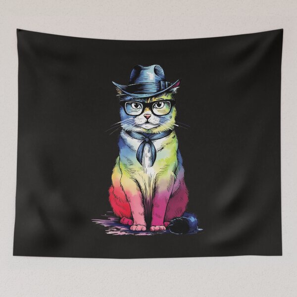 Item preview, Ombre Hipster Cat: Trendy and Unique Art for Cat Lovers designed and sold by elynne9.