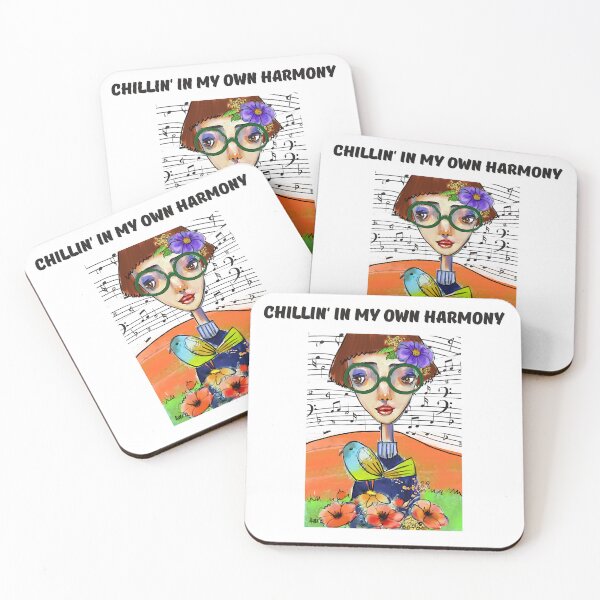 Item preview, Whimsical Girl with Bird, Flowers and Music Illustration designed and sold by adriaquart.