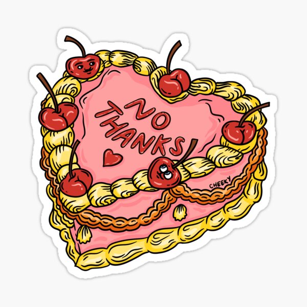 No Thanks Cherry Cake Sticker