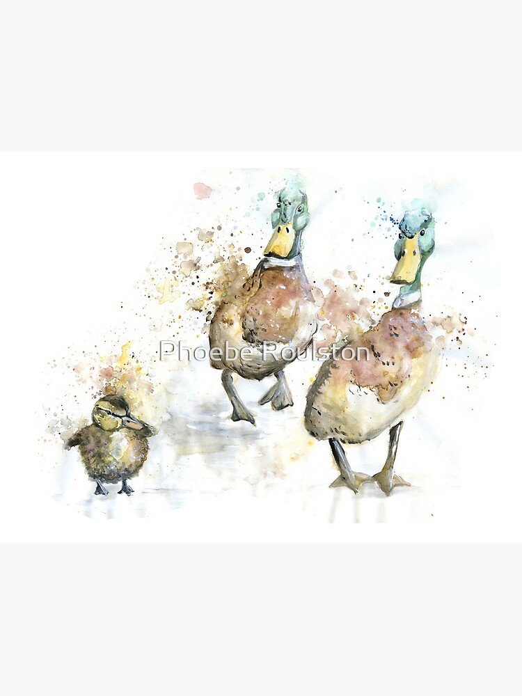 New Home Bathroom Watercolour Personalised Family Print Cute Duck family A4 